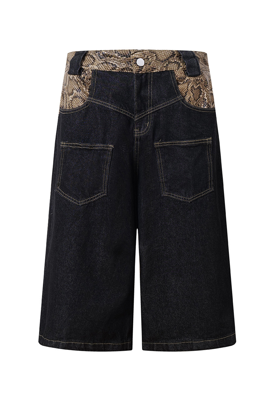 Wash Denim Shorts Snake Loose Men Knee Shorts