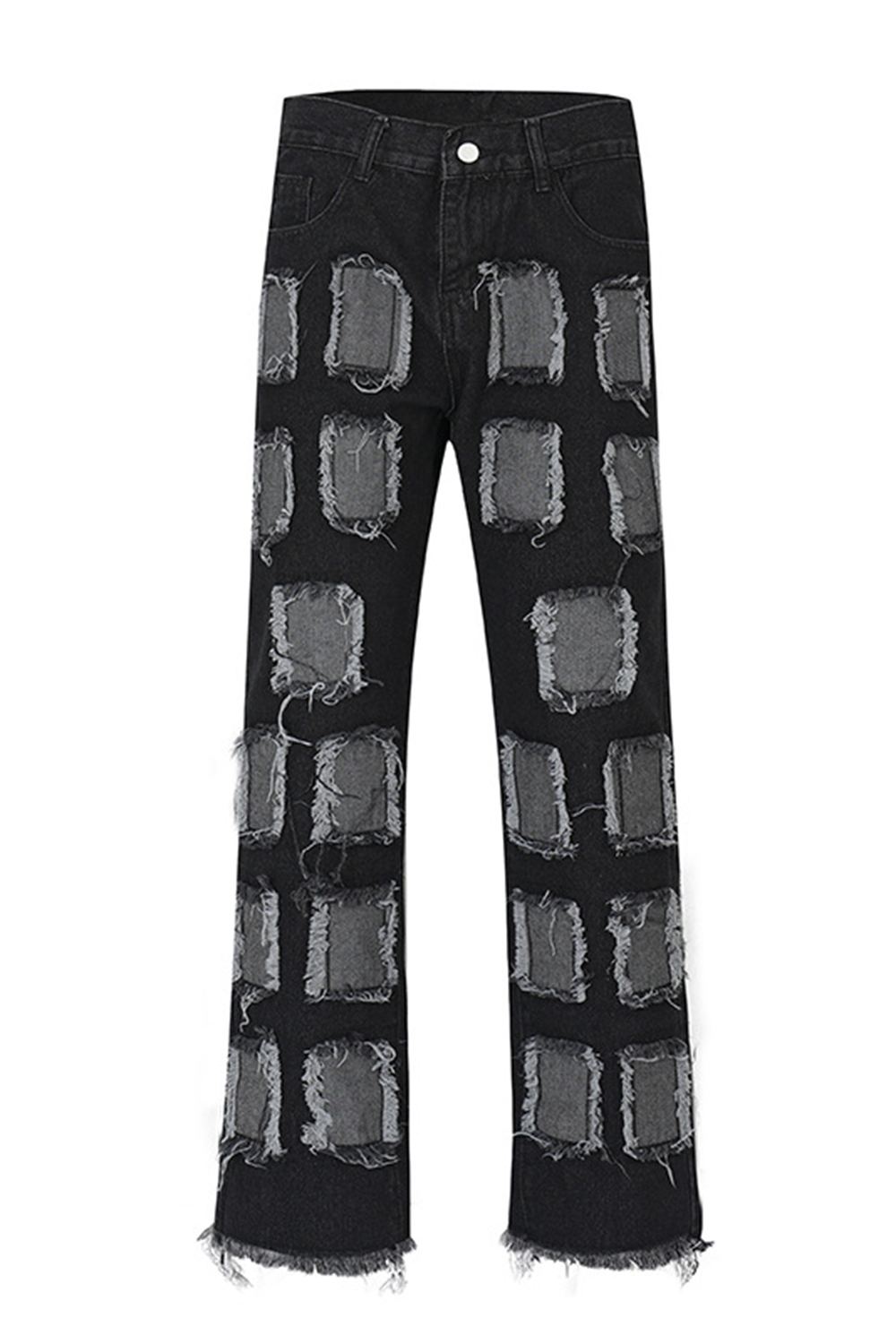 Washed Jeans Regular Straight Leg Men Pants 