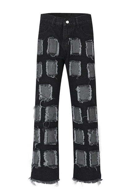 Washed Jeans Regular Straight Leg Men Pants 