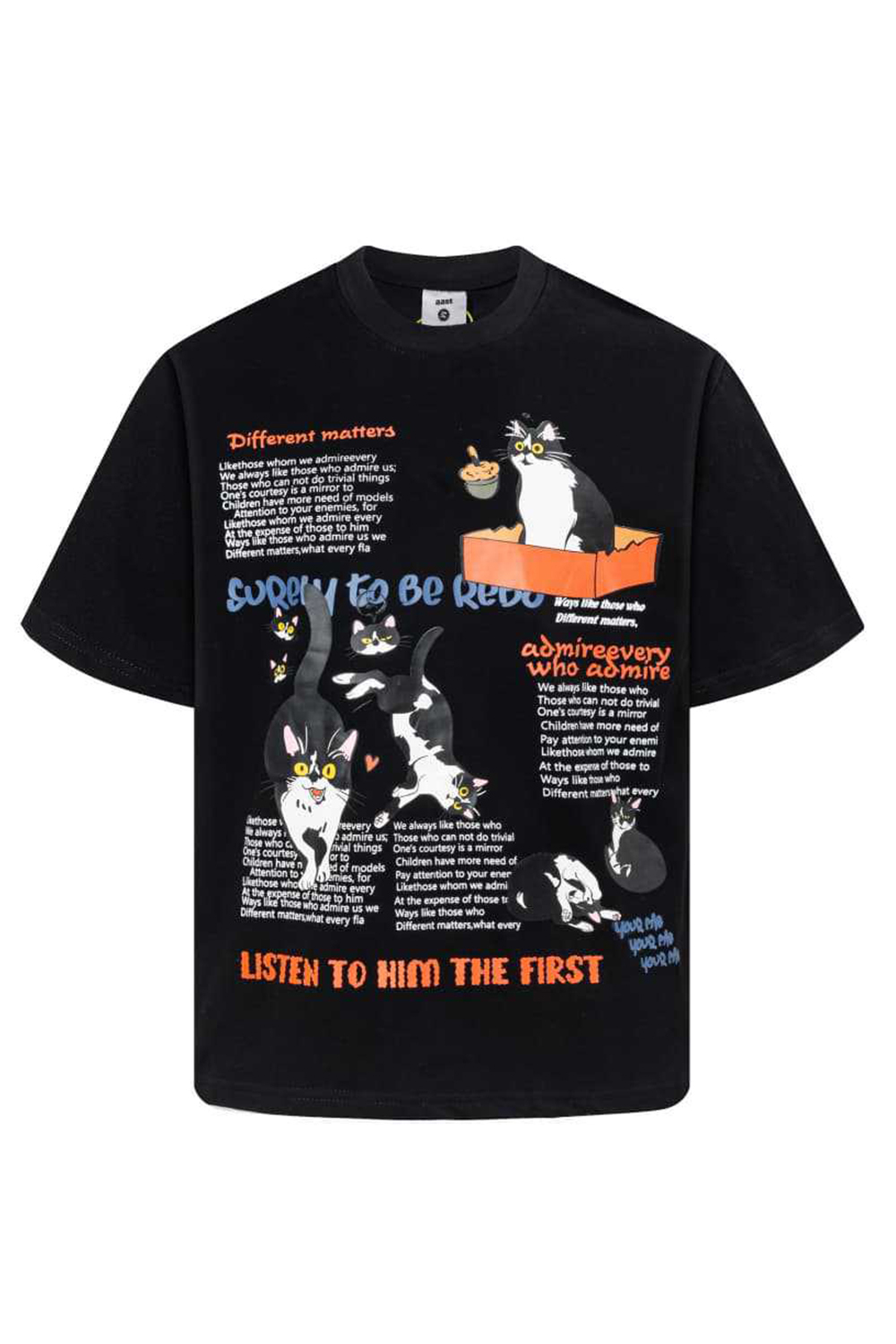 Cat Letter Vacation Street Print Tee For Men