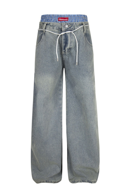 2 in 1 Jeans Loose Straight Leg Men Pants 
