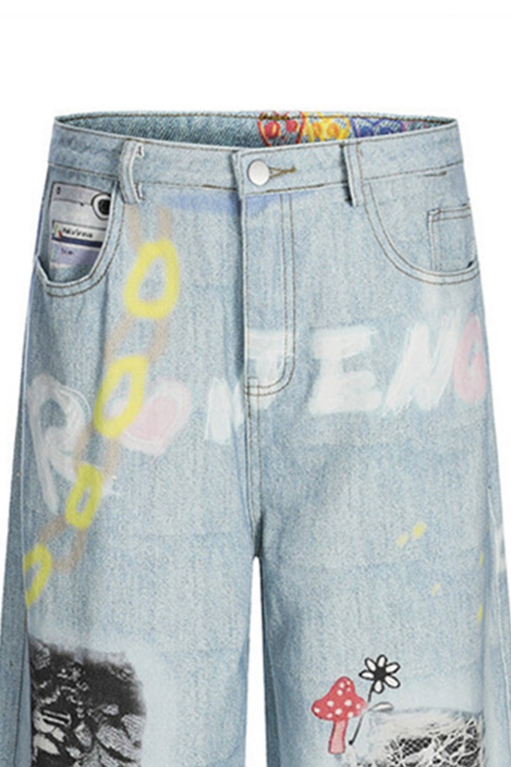 Graffiti Wash Jeans Loose Straight Leg Men Pants