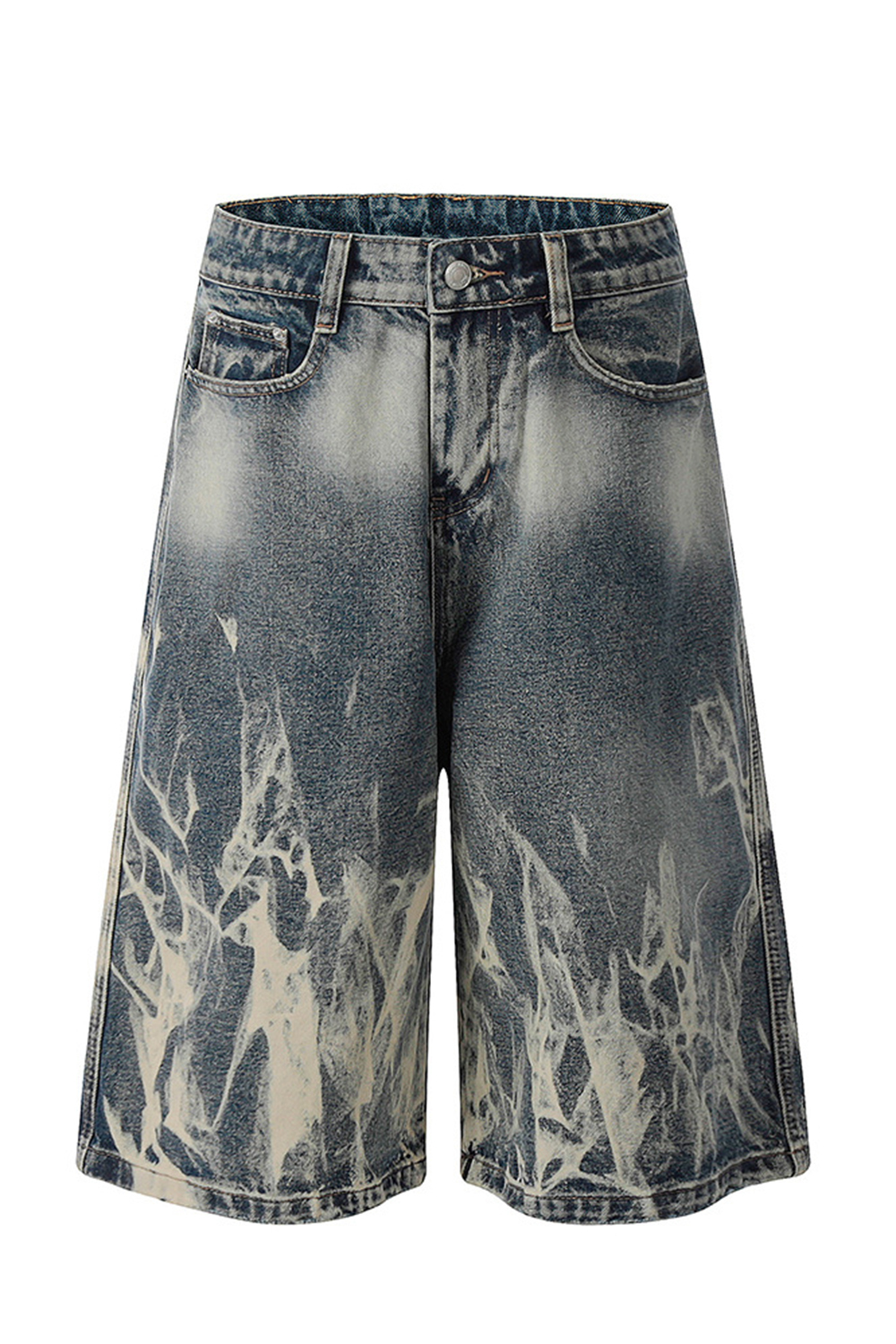 Wash Denim Shorts Tie-Dye Loose Men Knee Shorts