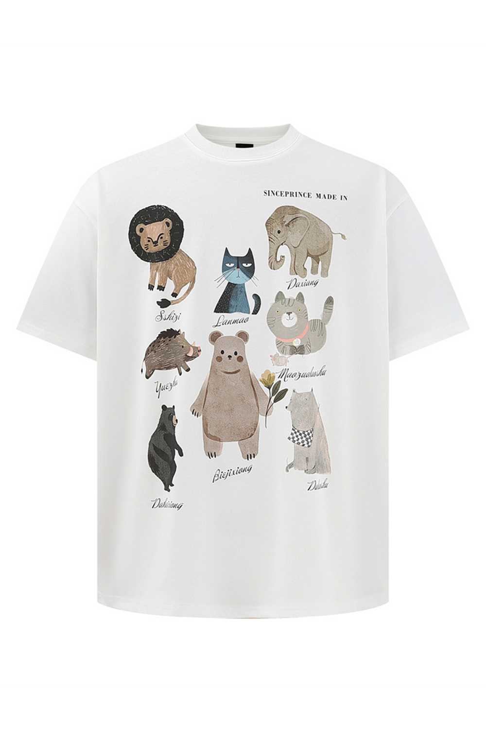 Animal Cartoon Print T-Shirt Tee For Men