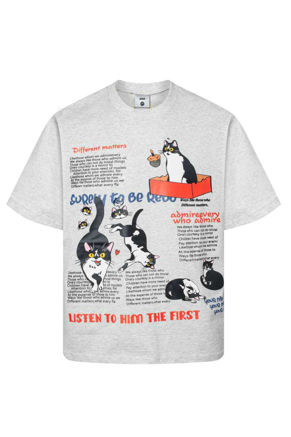 Cat Letter Vacation Street Print Tee For Men