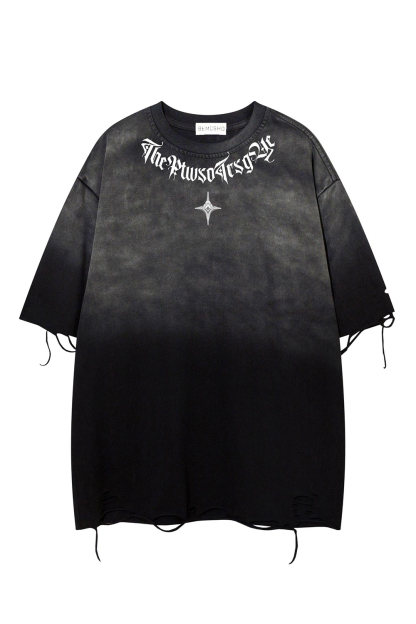 Vacation Vintage Letter Cut T-Shirt Washed Tee For Men