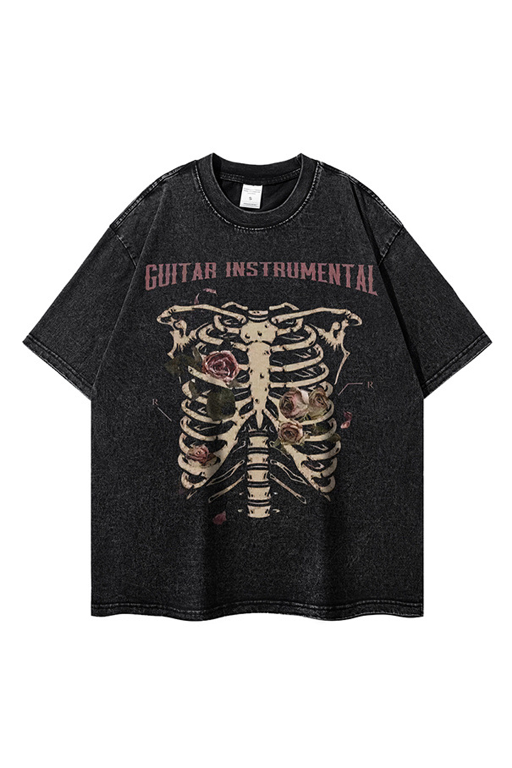 Skeleton Punk Washed Tee Print T-Shirt For Men