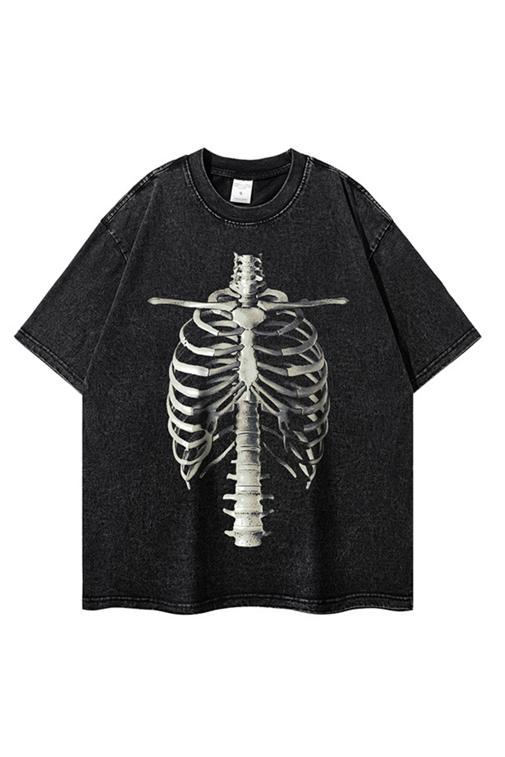 Skeleton Washed Tee Print T-Shirt For Men