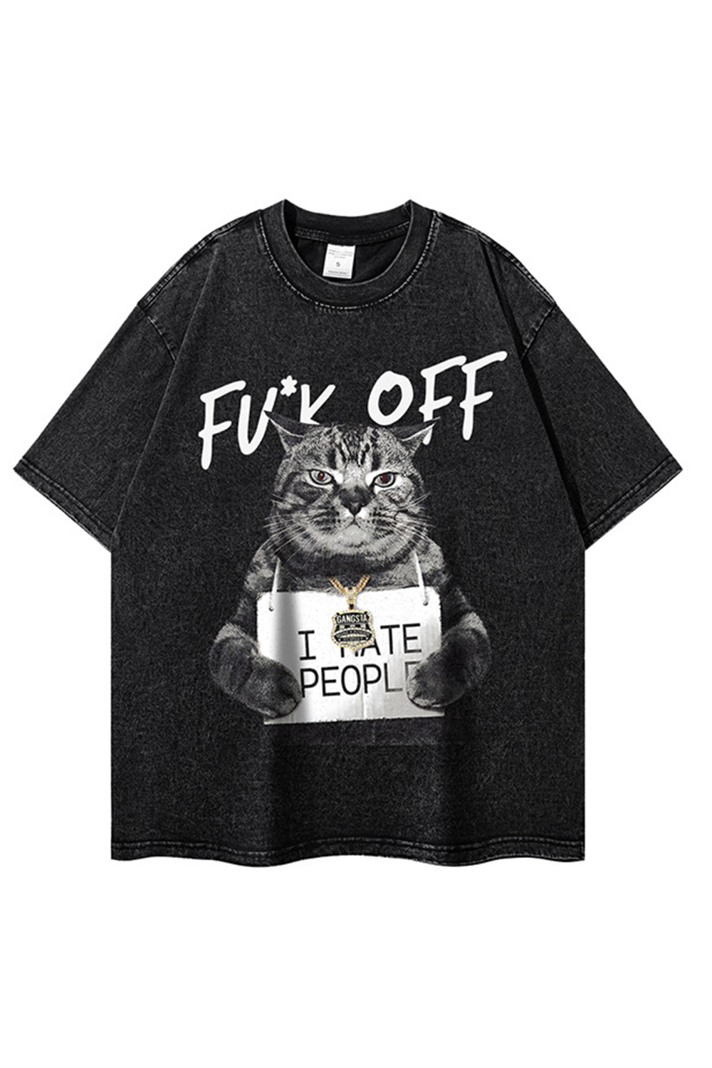 Cat Fu*k Off Vacation Street Print Tee For Men
