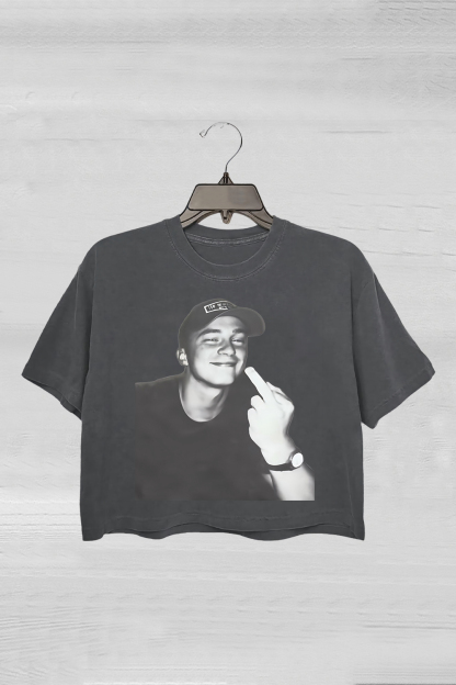 Drew Starkey Rafe Cameron Middle Finger Crop Tee For Women