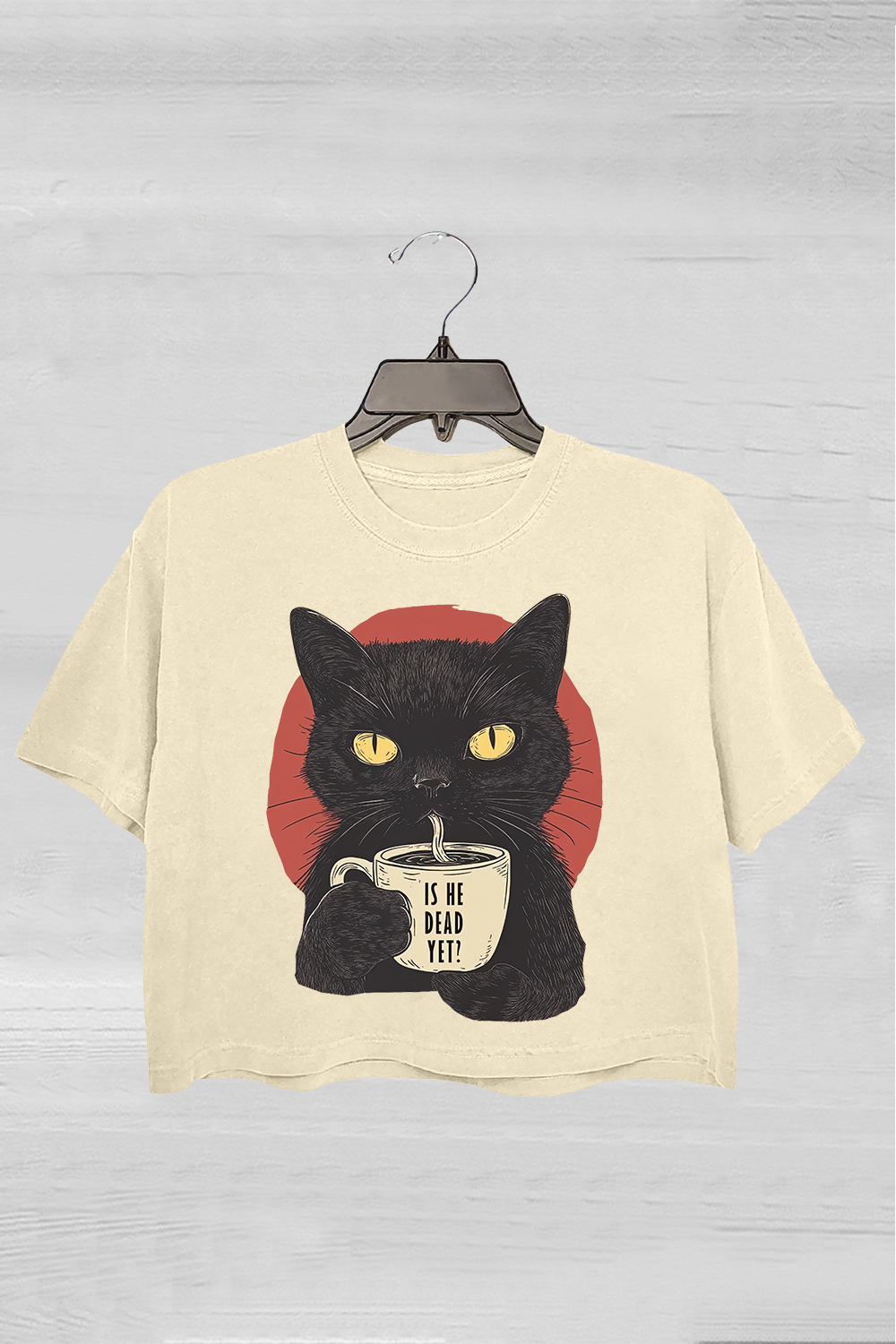 Is He Dead Yet Black Cat Crop Tee For Women