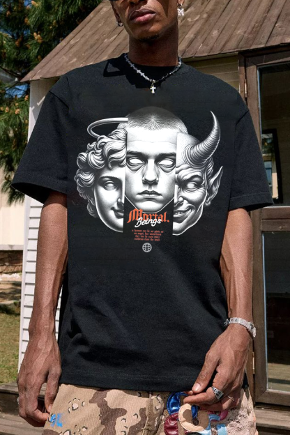 Brain And Heart Print T-Shirt For Men