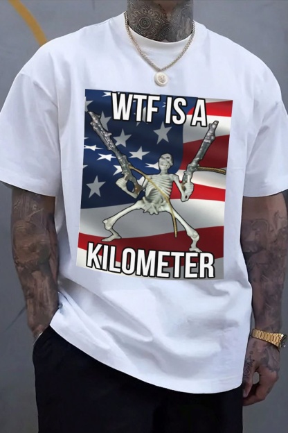 American Flag Skull Independence Day Print T-Shirt Tee for Men