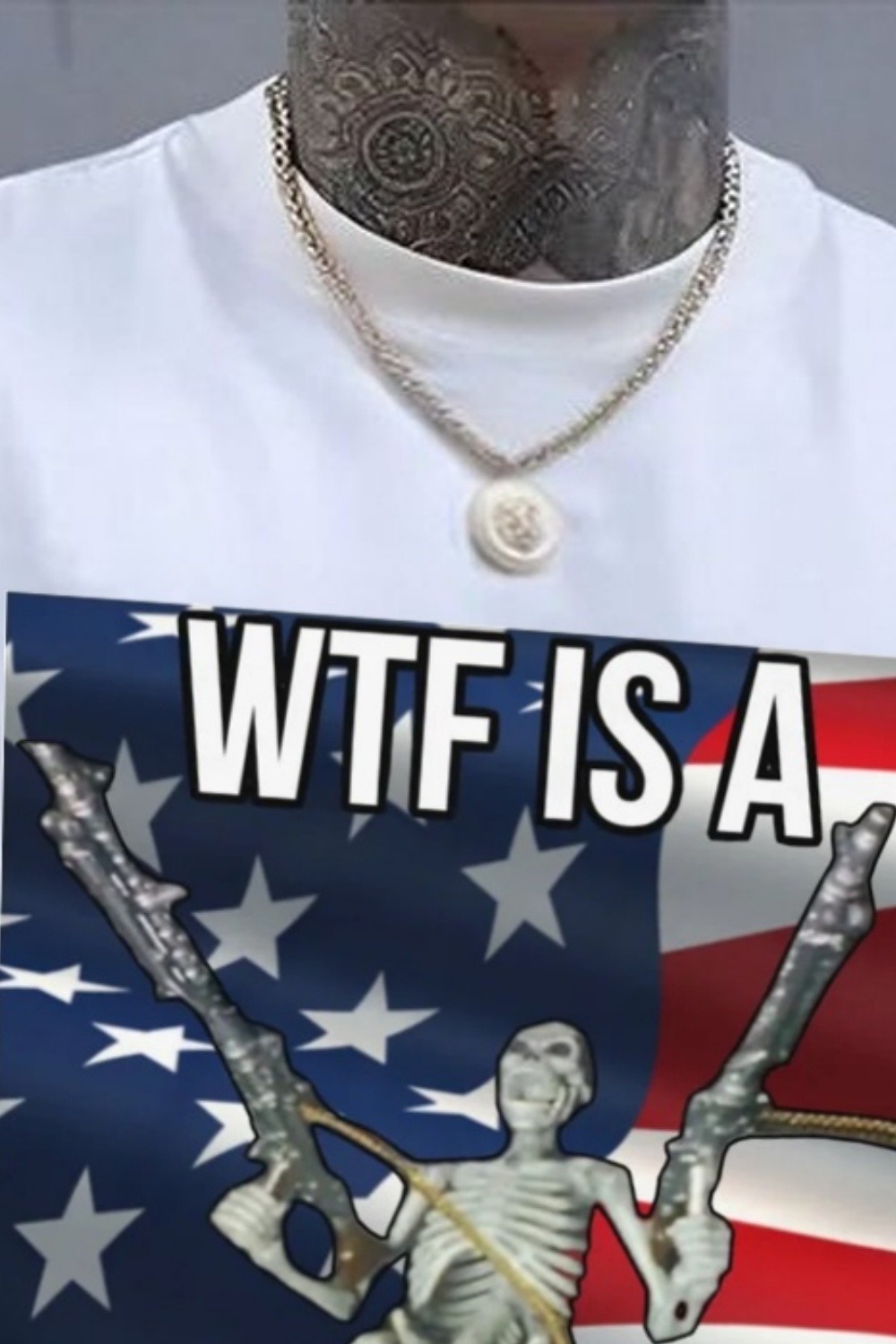 American Flag Skull Independence Day Print T-Shirt Tee for Men