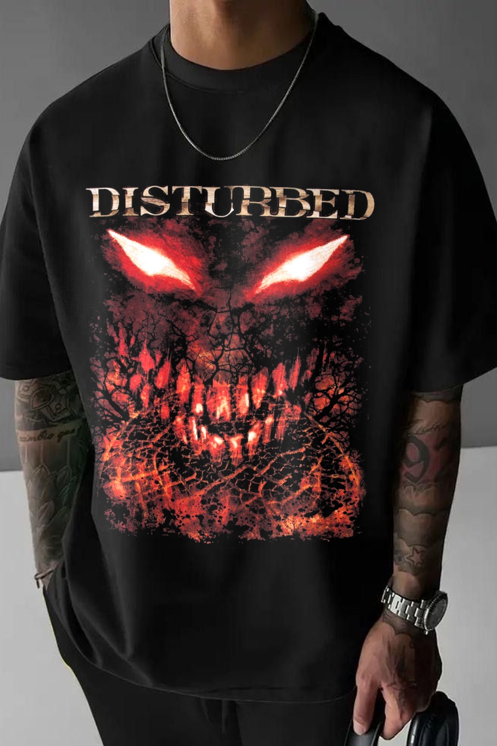 Disturbed Graphic Hip Hop Print T-Shirt Tee for Men