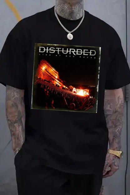 DISTURBED Graphic Hip Hop Print T-Shirt Tee for Men