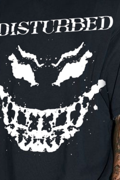 DISTURBED Hip Hop Print T-Shirt Tee for Men