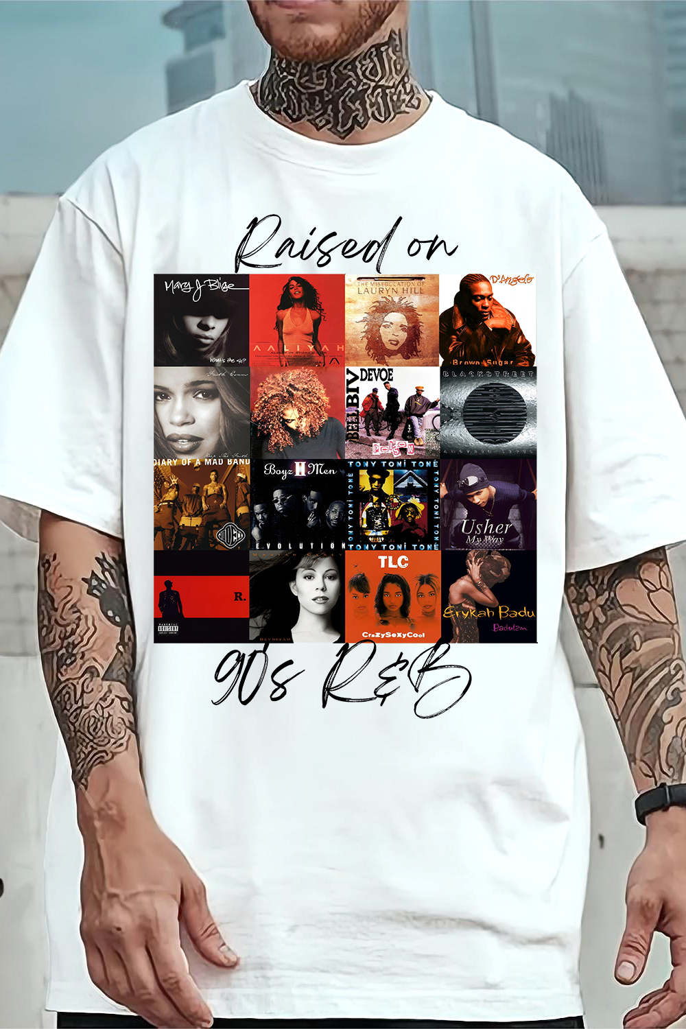 Raised On 90s R&B Album Cover Tee For Men