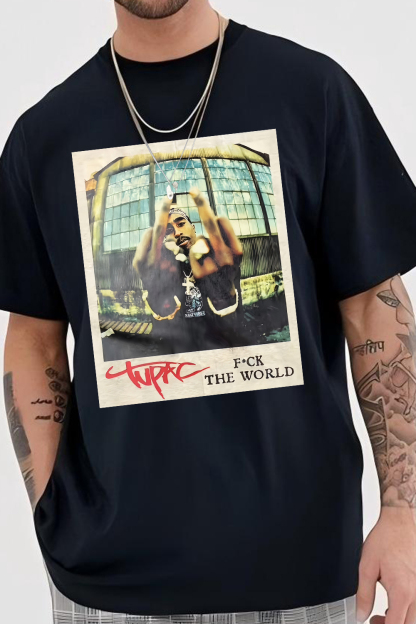 Tupac Shakur Middle Fingers Graphic Tee For Men