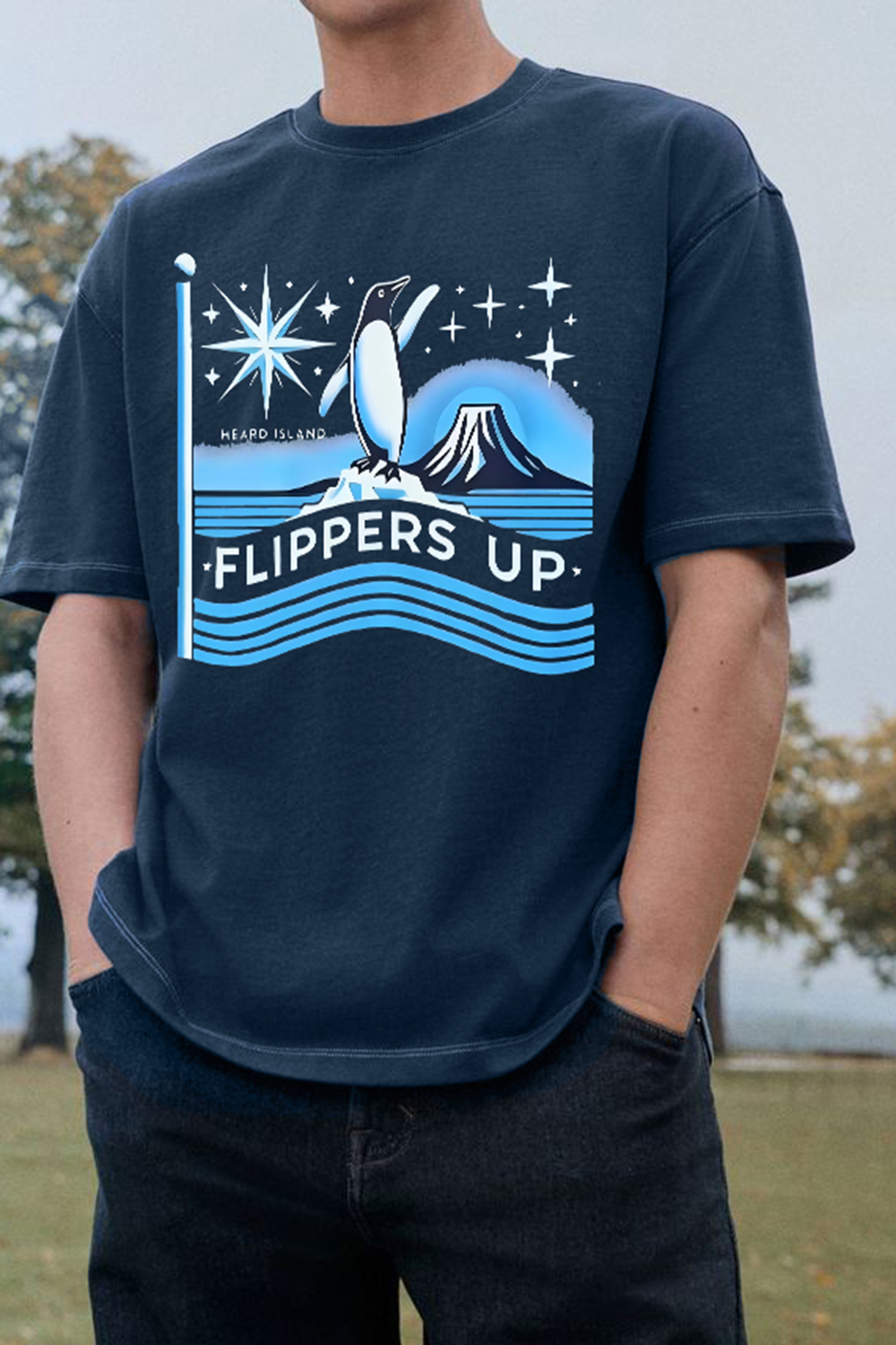 I Stand With The Penguins Flippers Up Tee For Men