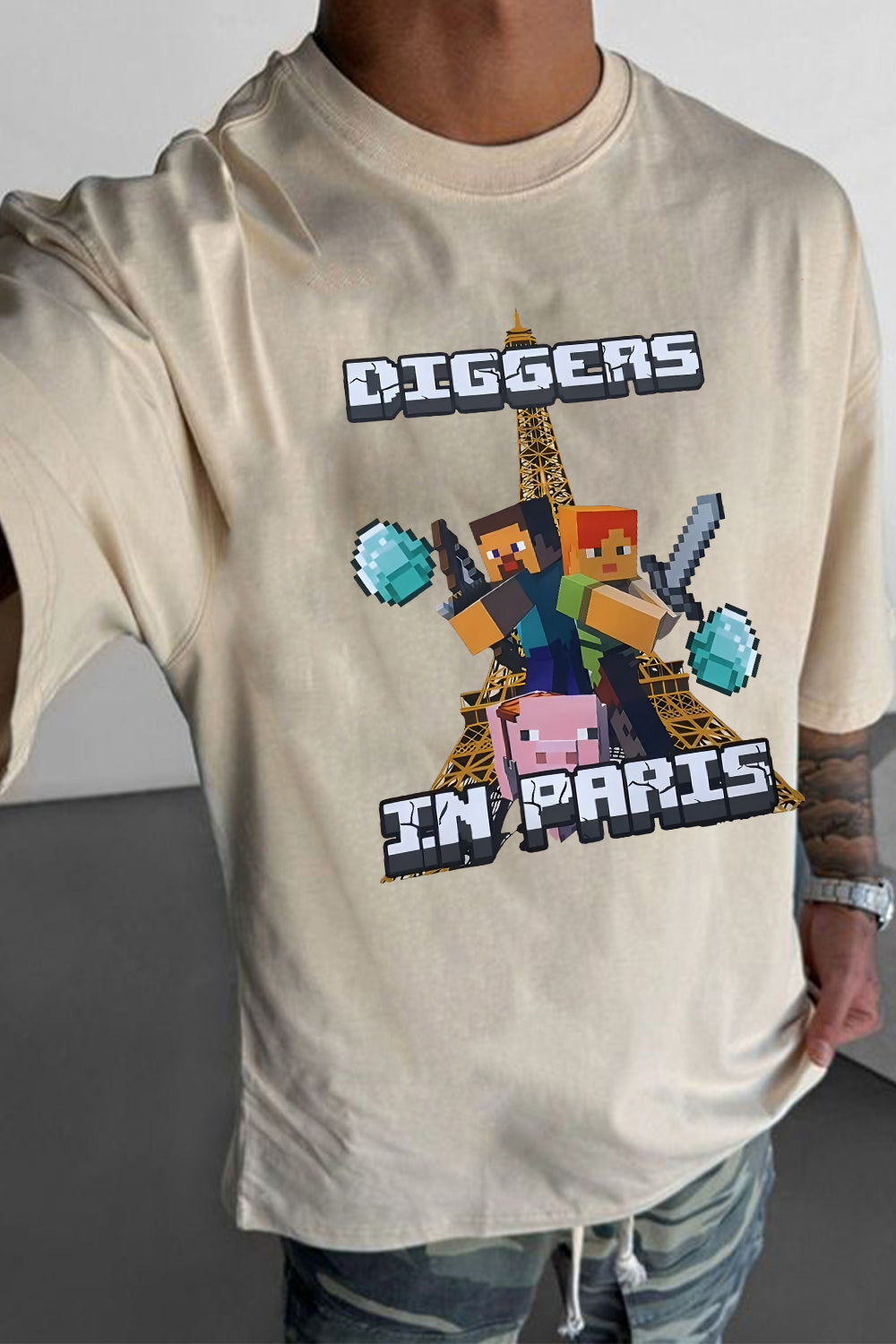 Digger In Paris Minecraft Tee For Men