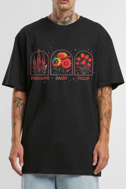 Foxglove Daisy Tulip Flowers Tee For Men