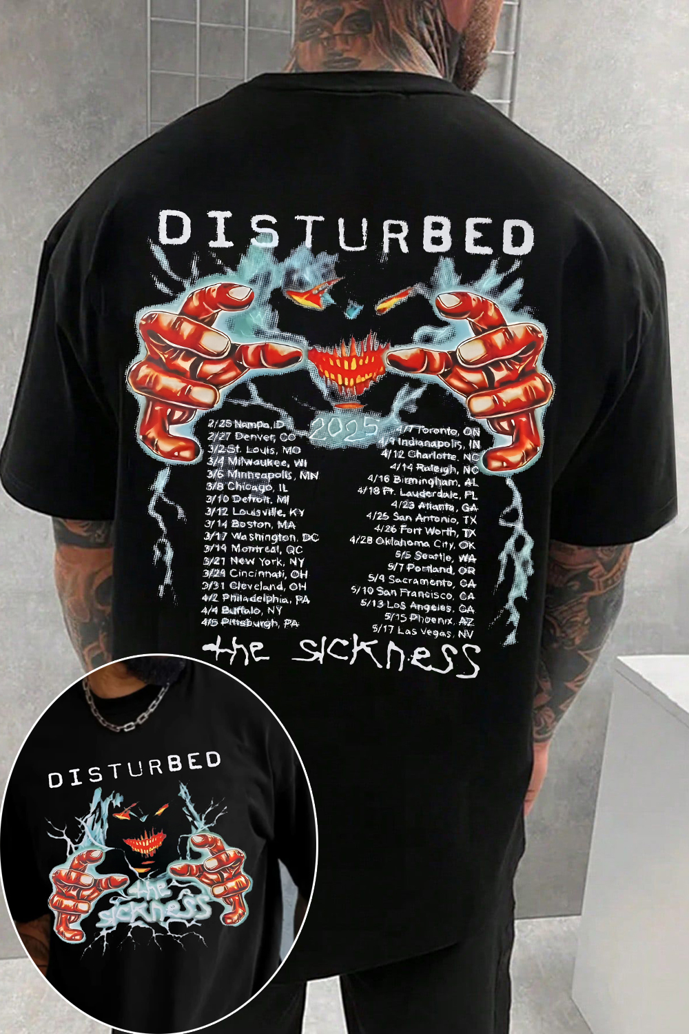 Disturbed Band The Sickness 2025 Tee For Men