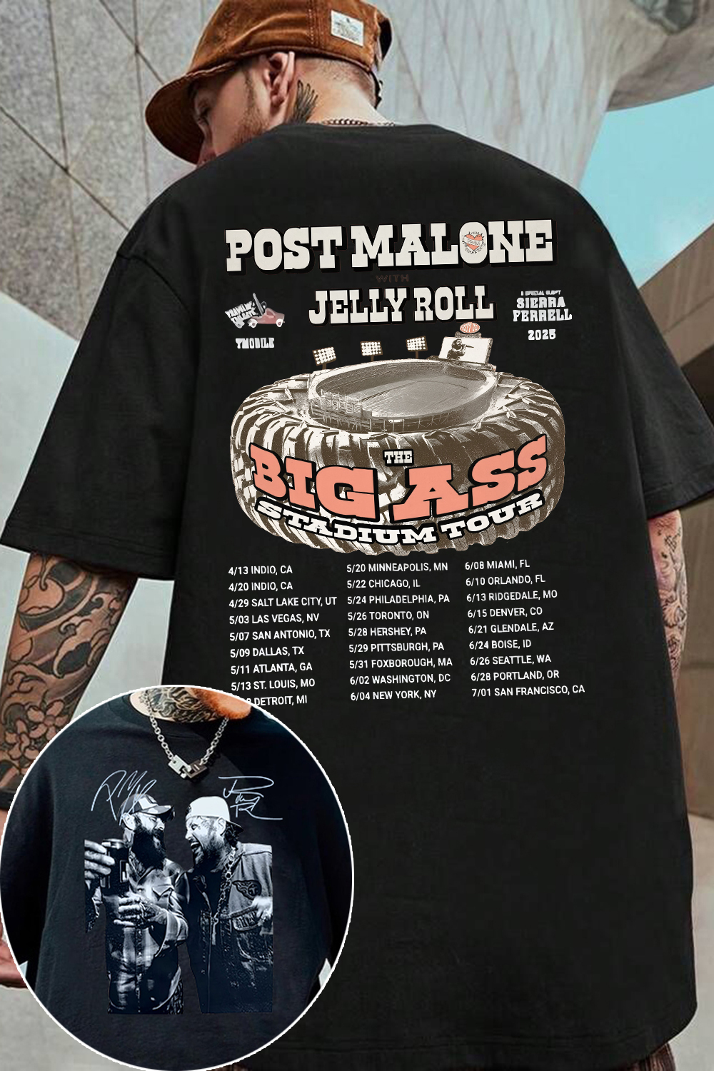 Post Malone Jelly Roll Concert Tee For Men