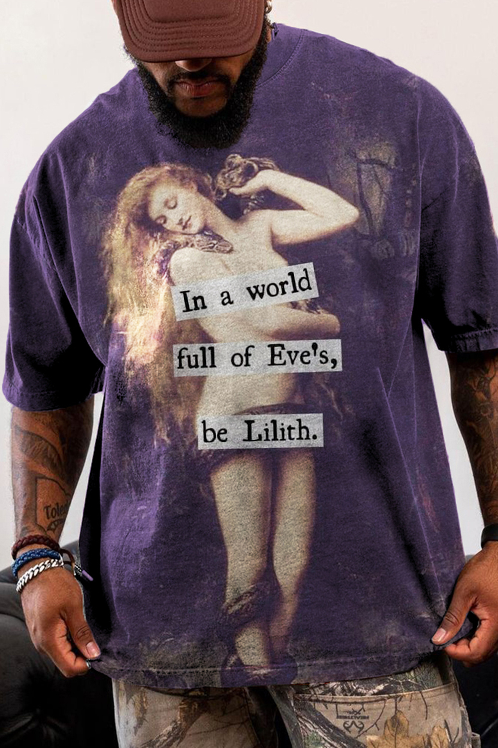 Vintage Funny Art Print Casaul Tee For Men