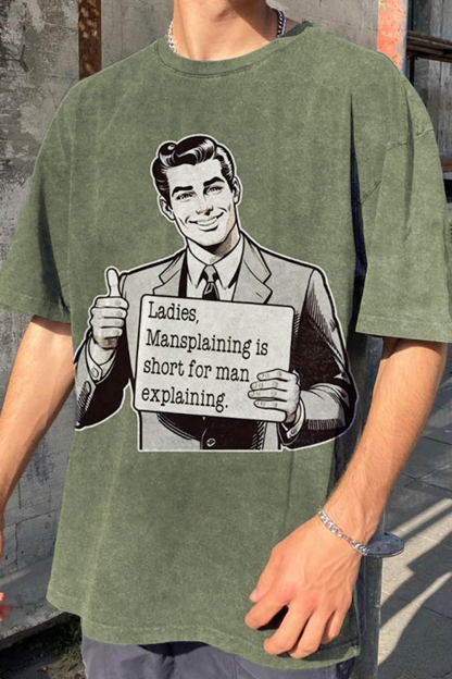 Mansplaining Art Print Casaul Tee For Men