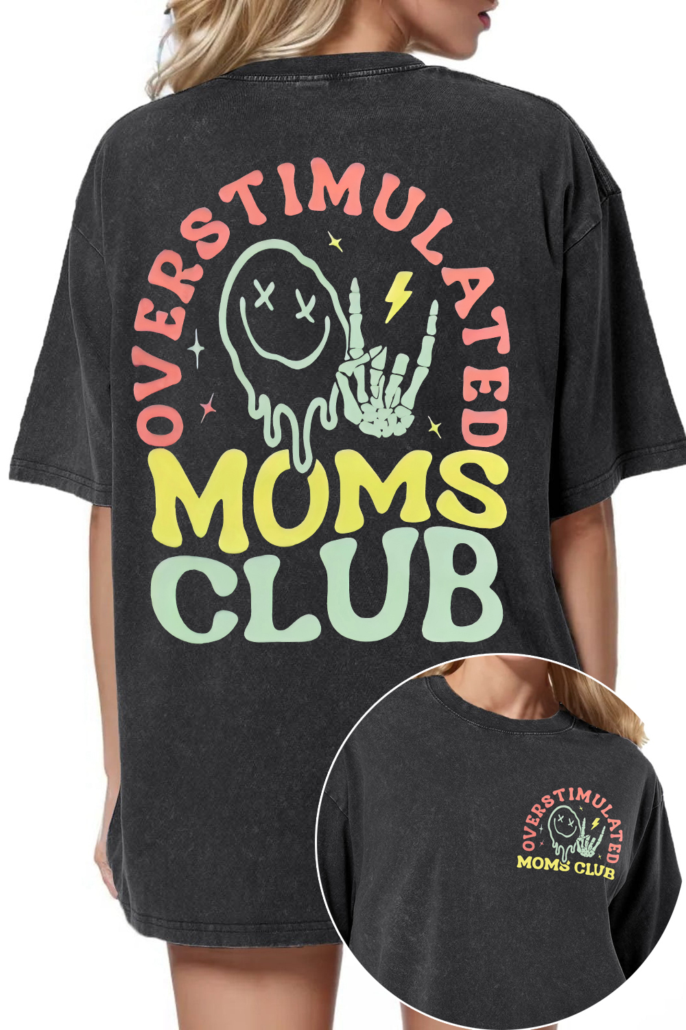 Overstimulated Mom Club Washed Tee For Women