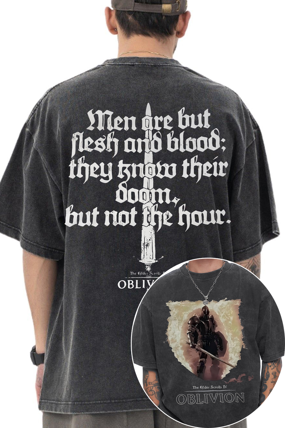 Oblivion Remaster The Elder Scrolls Washed Tee For Men