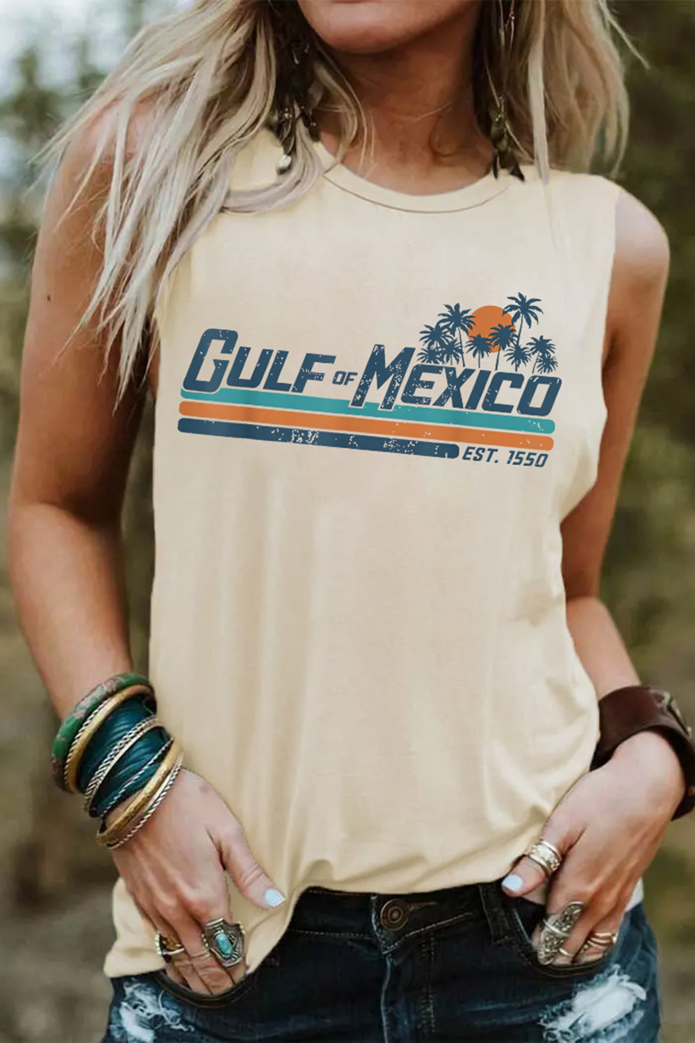 Gulf of Mexico Crewneck Tank Tee For Women