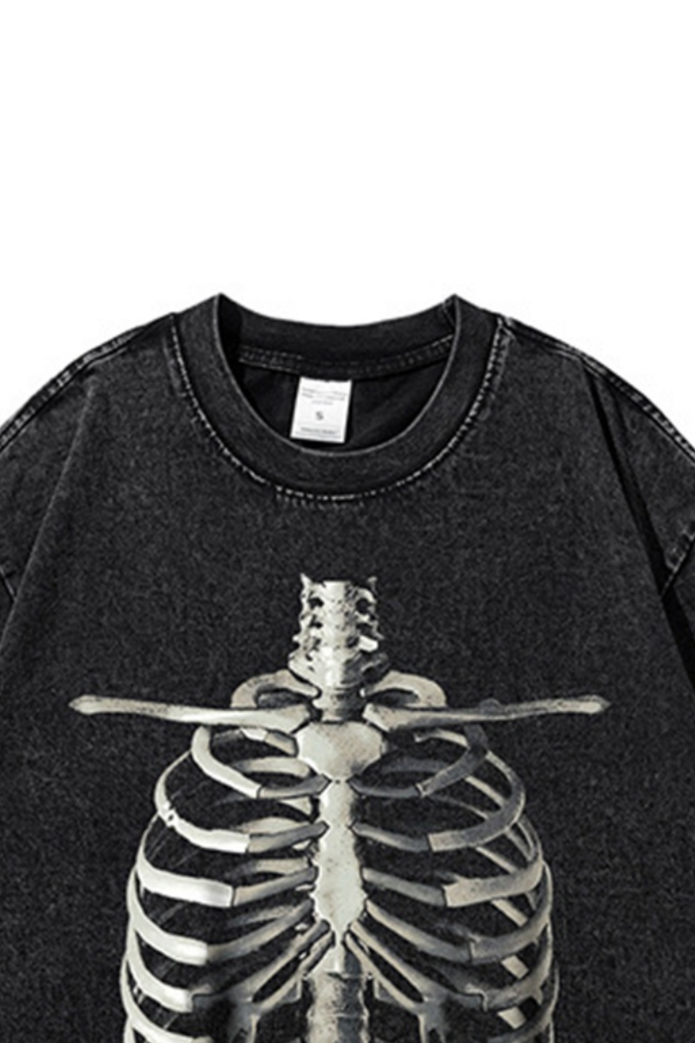 Skeleton Washed Tee Print T-Shirt For Men