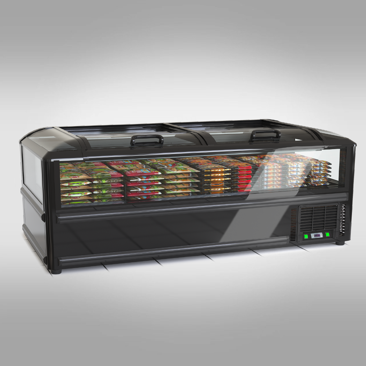 WRAP-AROUND GLASS COMBINE ISLAND FREEZER