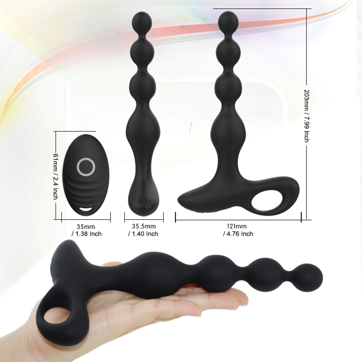 Thrusting Vibrator for Anal Beads Butt Plug, Adult Sex Toy for Men, Pull Ring and 10 Vibration Modes, Waterproof and Wireless Remote Contro Pull Ring and 10 Vibration Modes, Waterproof and Wireless Remote Controlled Prostate Massager for Women and Couples