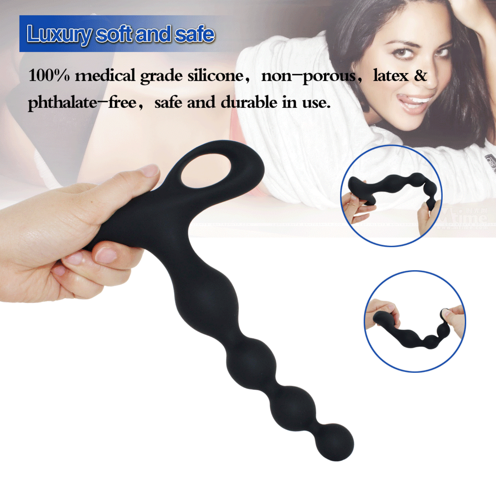 Thrusting Vibrator for Anal Beads Butt Plug, Adult Sex Toy for Men, Pull Ring and 10 Vibration Modes, Waterproof and Wireless Remote Contro Pull Ring and 10 Vibration Modes, Waterproof and Wireless Remote Controlled Prostate Massager for Women and Couples