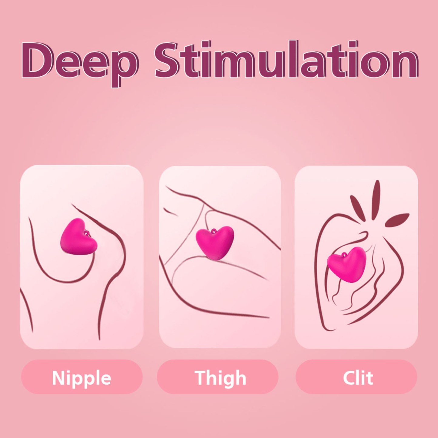 XOIVORIXO Hearts Bullet Vibrator for Women , Full Silicone Sucking Massager with 10 Vibration Modes, USB Rechargeable， Waterproof Vibrating Personal Dildo