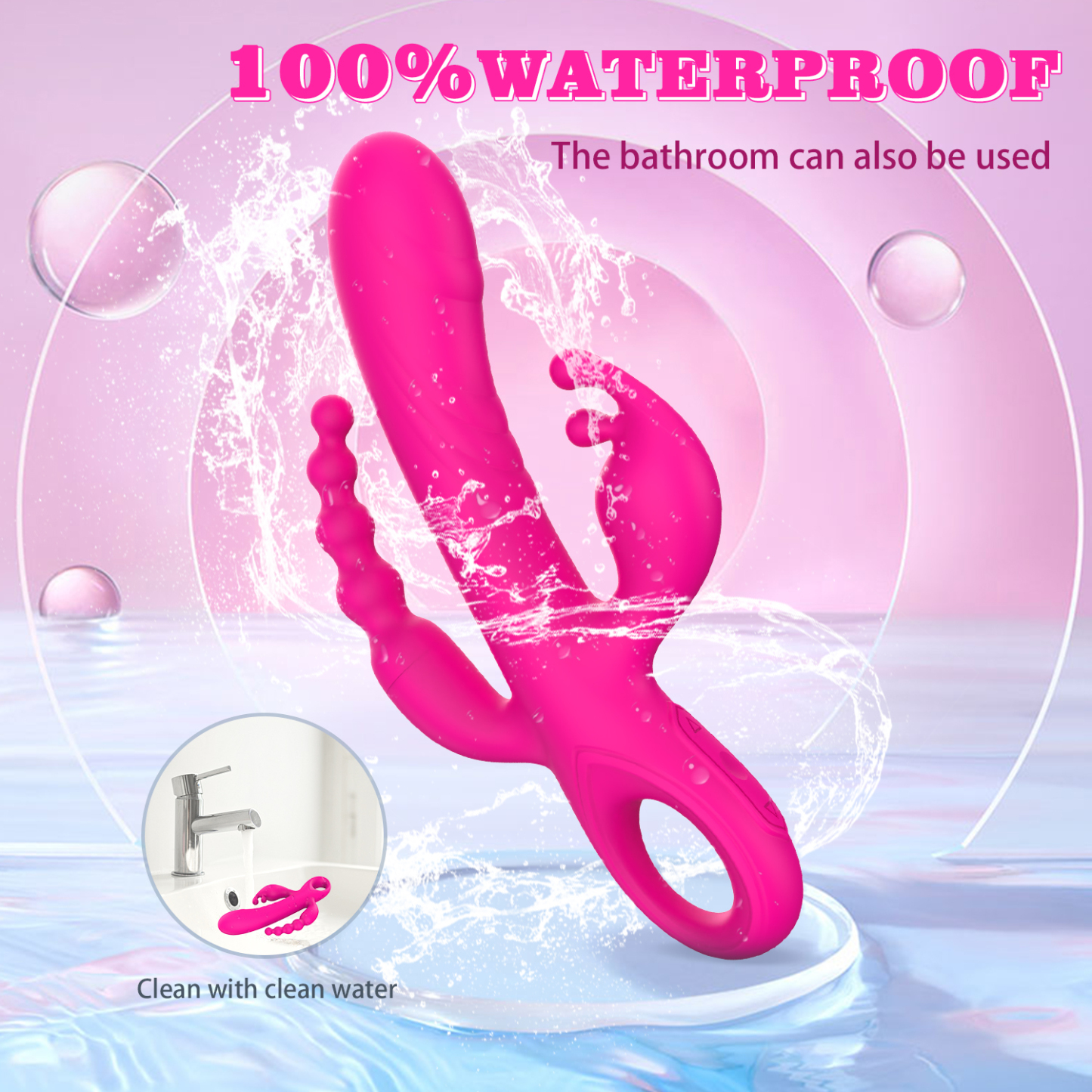 Thrusting G spot Vibrator for Women and Couple, Female Sex Toys Rabbit Vibrating Dildo for Clitoral Stimulation with 10 x10 x 10 Triple Vibration Modes, Tongue Toy for Women