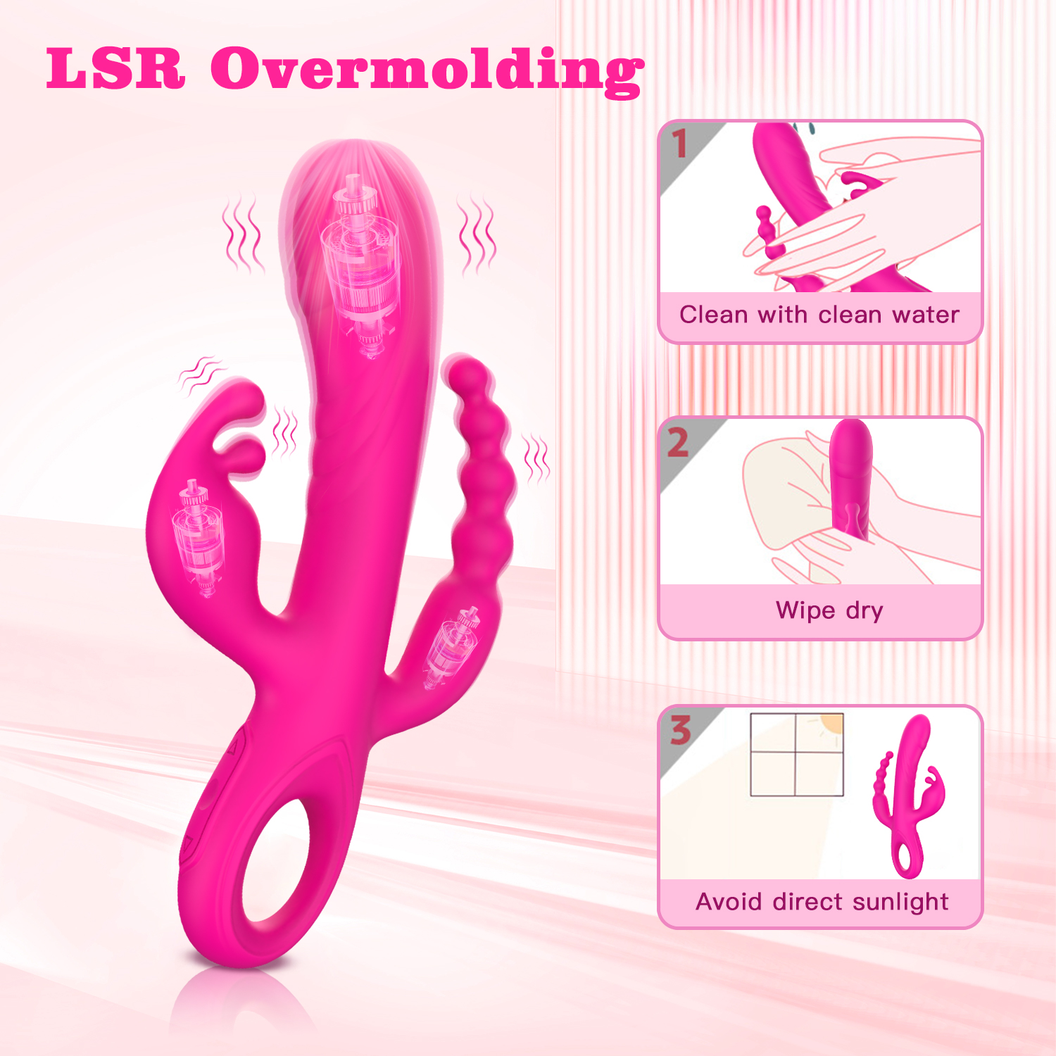 Thrusting G spot Vibrator for Women and Couple, Female Sex Toys Rabbit Vibrating Dildo for Clitoral Stimulation with 10 x10 x 10 Triple Vibration Modes, Tongue Toy for Women