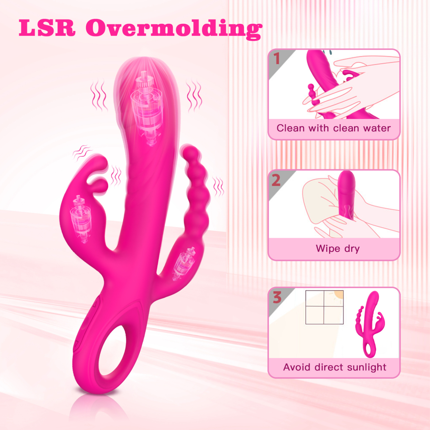 Thrusting G spot Vibrator for Women and Couple, Female Sex Toys Rabbit Vibrating Dildo for Clitoral Stimulation with 10 x10 x 10 Triple Vibration Modes, Tongue Toy for Women