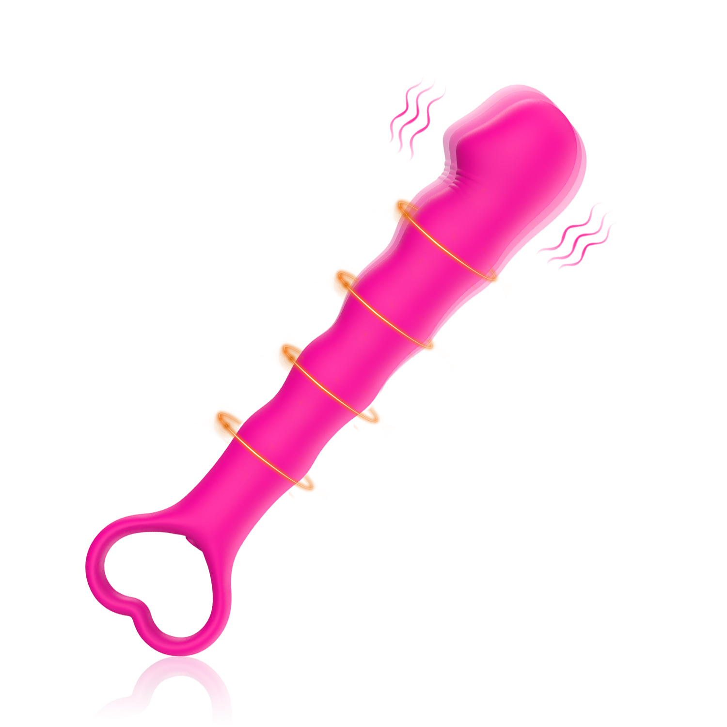 Wand Massager for Deep Penetration, Full Silicone Soft Vibrating Double Stimulation of Clitorial &G-Spot with Pull Ring Control. 10 foration wodes wveteroroot Wireless Pink Dildo for Women & couples