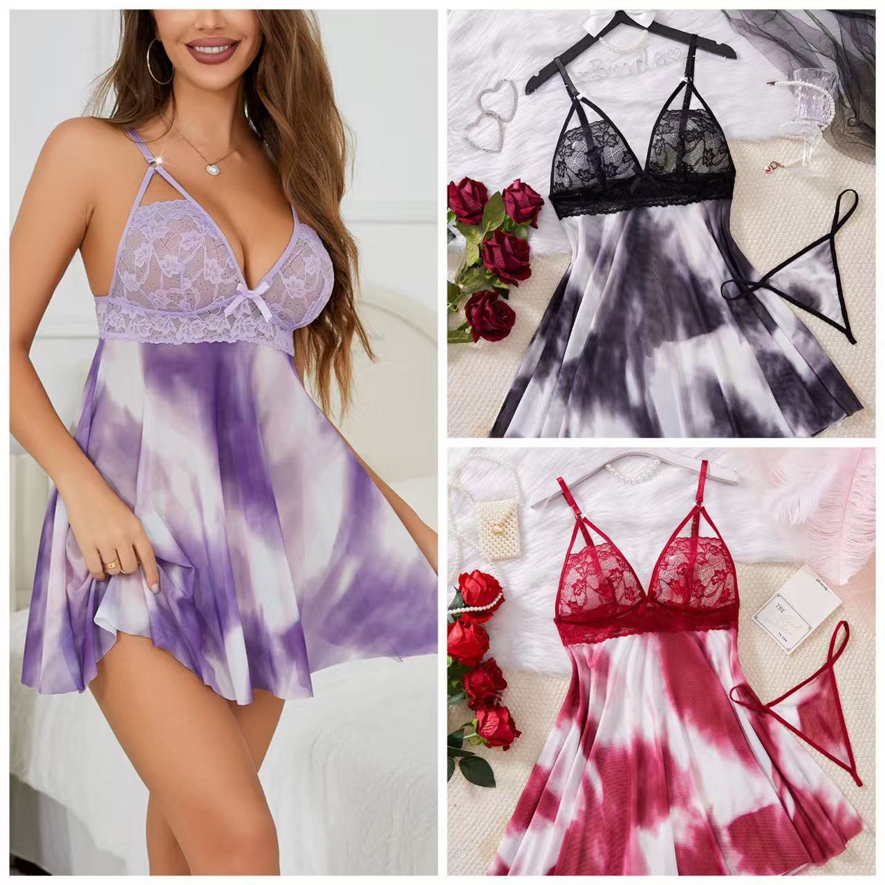 Private European and American sexy quality pure temptation new nightdress Amazon suspender skirt mood rendering