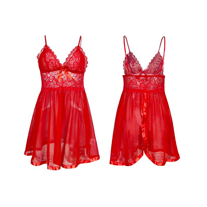 European and American sexy lace suspenders mesh nightdress underwear home clothes pajamas