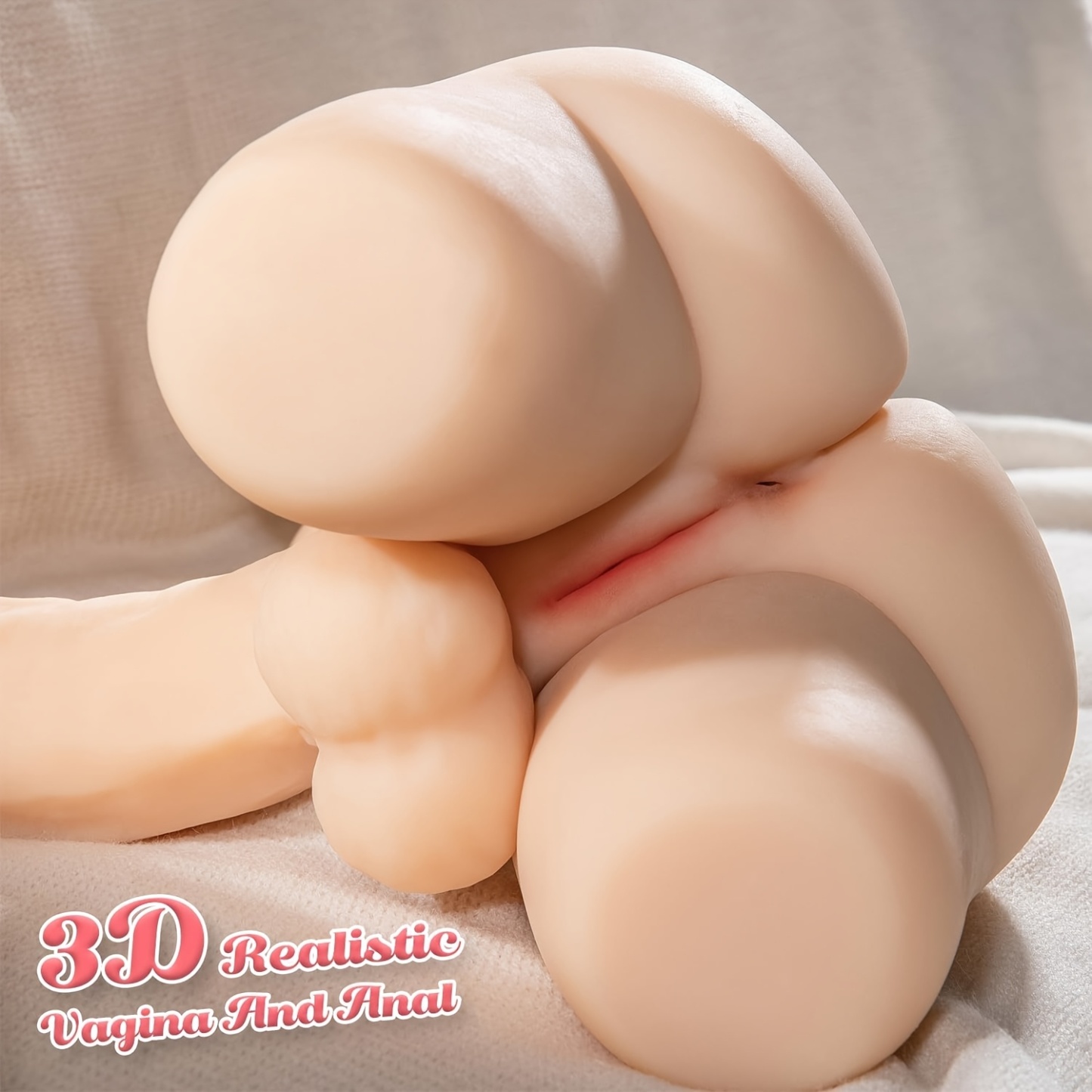 Real model transgender torso sex doll with realistic dildo, big tits anal play, unisex adult masturbator