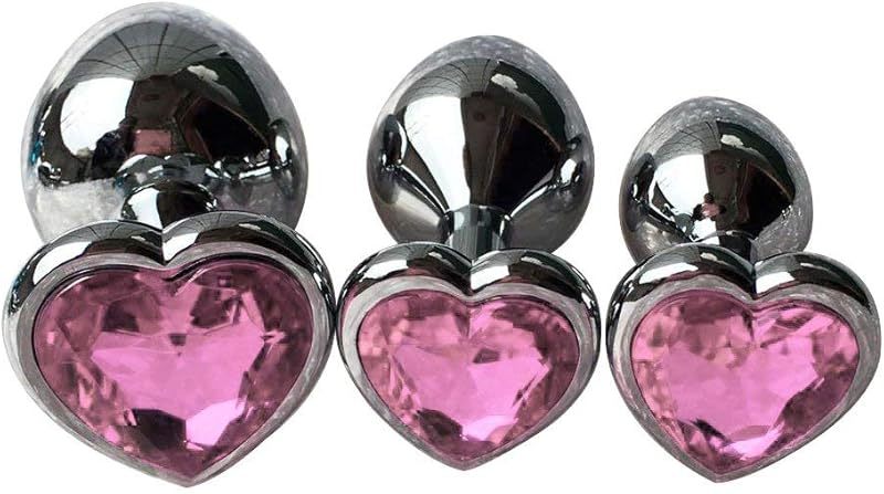3-piece luxury metal anal toy gemstone butt plug set