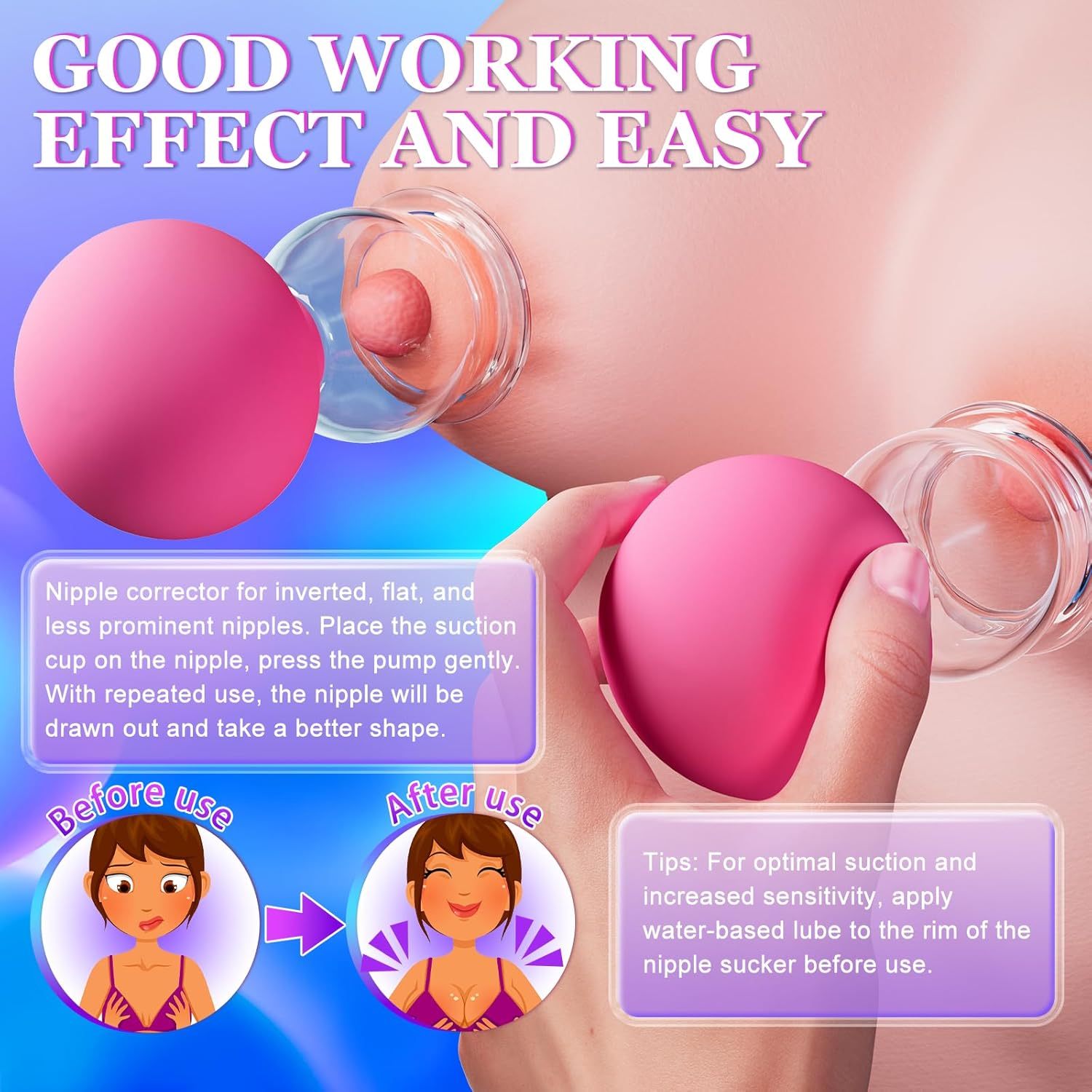 Nipple Sucker Adult Sex Toys - 1 Pair BDSM Nipple Toys Stimulator for Couples Pleasure, Manual Suction Mini Foreplay Flirting Nipple Pump for Women Sex, Nipple Corrector for Inverted Flat Shy Nipples