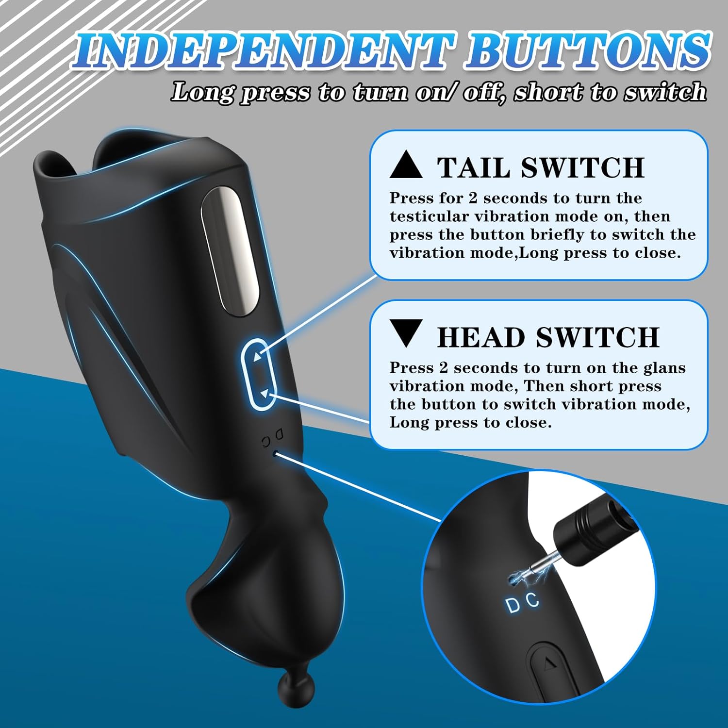 Multipurpose male masturbator with 10 vibrations, rechargeable for male sex toys
