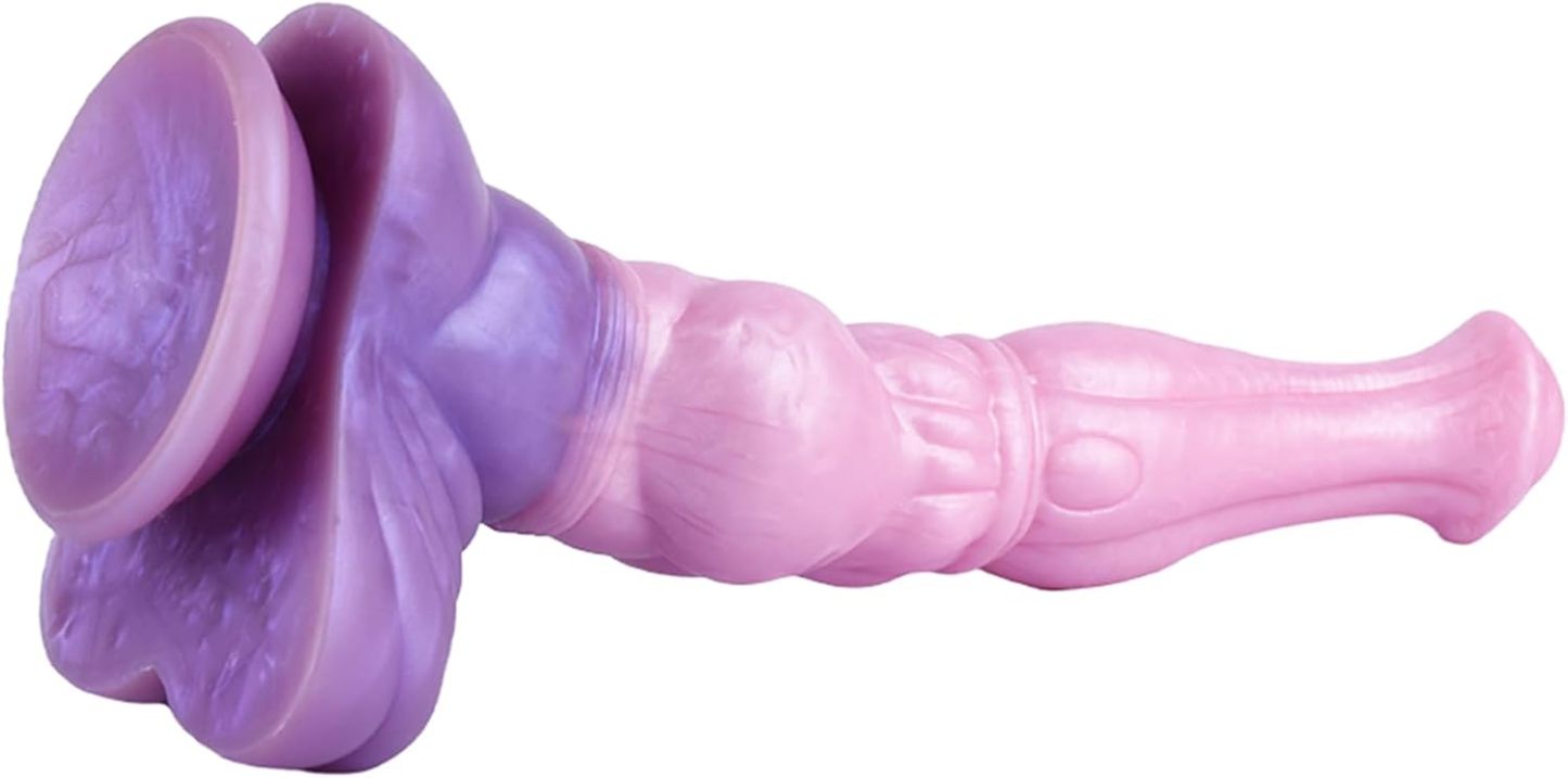 Horse Dildo,Pink Huge Silicone Dildos with Powerful Hands-Free Suction Cups and Thick Knot Realistic Animal Dildo Large Anal Plugs Adult Sex Toys Suitable for Man Women Couples