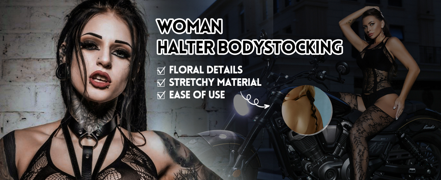 woman halter bodystocking